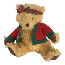 Hallmark Merrily Bear Teddy in Christmas Sweater Plush 12&quot; Tan Fur Holidays - £7.82 GBP