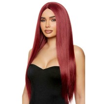 Long Burgundy Wig Straight Center Part Unisex Costume Party Cosplay 991583 - £19.45 GBP