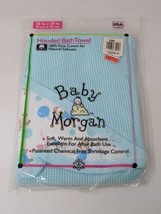 Vintage Baby Morgan Waffle Knit Thermal Baby Towel Made in USA Cotton Blue - $21.90