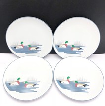 Vintage Dessert Plates Ducks on Pond Japan Set of 4 Ceramic Porcelain Wild Fowl  - £38.76 GBP