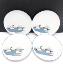 Vintage Dessert Plates Ducks on Pond Japan Set of 4 Ceramic Porcelain Wild Fowl  - £38.63 GBP