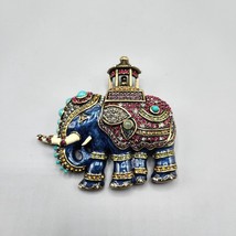 Heidi Daus Elephant Brooch Blue Enamel Jewelry Crystal Asian Thai - $96.74