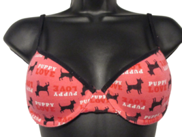 Hanes 34B Puppy Love Bra Underwire Puppies Hot Pink and Black - $12.60