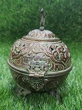 PG COUTURE Brass Green Incense Burner/ Dhoop Burner Used for Home, Office Spa - £27.76 GBP