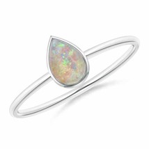ANGARA Pear-Shaped Opal Solitaire Ring for Women in 14K White Gold Size 7 - £331.04 GBP