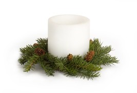 Pine Candle Wreath (Set of 4) 13&quot;D Plastic (fits 6&quot; candle) - $68.24