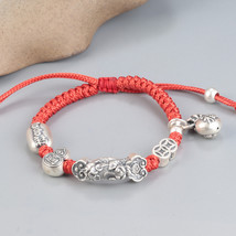 Hand Woven Lucky Red Bracelet With S999 Good Fortune Pixiu Charm,New Year&#39;s Gift - £35.92 GBP