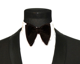 Mens FERUCCI  Oversized Bow Tie - Brown Velvet Bowtie, Mens big bow tie - £39.95 GBP
