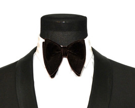 Mens FERUCCI  Oversized Bow Tie - Brown Velvet Bowtie, Mens big bow tie - $950.15 MXN