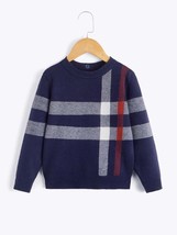 SHEIN Toddler Boys Plaid Pattern Contrast Collar Sweater (Choose Size) N... - £46.41 GBP
