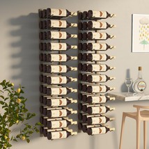 Wall Mounted Wine Rack for 36 Bottles 2 pcs Gold Iron - £91.82 GBP
