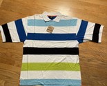 NWT Mens ESMX 2XL Striped Muli-color Polo Short Sleeve Shirt Y2K - $14.85