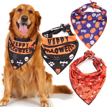 Halloween Dog Bandana - 3 Pack Orange Purple Black Halloween Dog Costume for Sma - £13.89 GBP