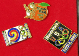 3 Minute Made Pins From The 1988 Olympics Seoul Korea Collectible Enamel - £12.92 GBP