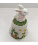 Vintage small collectible bisque porcelain bunny rabbit bell Easter spri... - $27.16 CAD