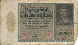 Germany P70, 10,000 Mark, &quot;GHOUL&quot; note, Dürer painting, see story, 1922 - £3.37 GBP