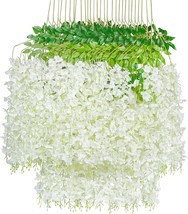 White Wisteria Hanging Flowers - 24 Pack 3 Point 6 Ft./Piece Artificial Fake - £33.99 GBP