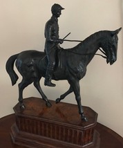 Jockey with Racing Horse Bronze Sculpture Statue - $1,999.95