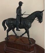 Jockey with Racing Horse Bronze Sculpture Statue - £1,573.21 GBP