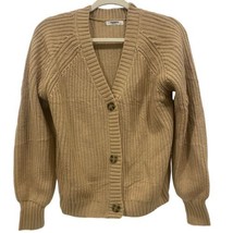 ZEAGOO Women&#39;s Light Brown Crochet Acrylic Button Front Sweater SMALL - £5.42 GBP
