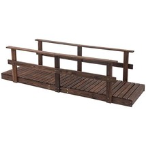 7 ft. Outdoor Wooden Garden Bridge with Hand Rails in Carbonized Wood Fi... - $6,630.72 MXN