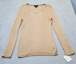 Liz Claiborne Career Sweater Women Large Brown Caramel Heather Ribbed Round Neck - £17.25 GBP