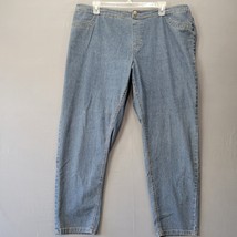 Avenue Denim Women Jeans Size 26 Blue Stretch Dirty Wash Tapered Elastic Waist - £11.51 GBP