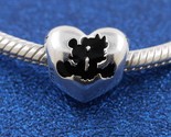 2024 New Sterling silver Disney Mickey Mouse &amp; Minnie Mouse Heart Charm - $17.60