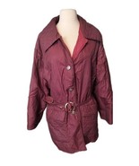 Vintage Kmart Burgundy Women&#39;s Coat 24 1/2 (XL) Button Down Tie Waist - €10,44 EUR