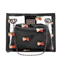 2pcs Fashion Transparent PVC Handbag Women Strawberry Printed Clutches Totes Jel - £13.93 GBP