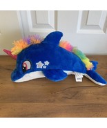 kellytoy Dolphin Narwhal Whale Plush 16” Blue Rainbow Mane Stars - $15.81