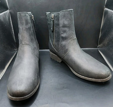 TEVA BLACK ELLERY WATERPROOF LEATHER ANKLE BOOTS WOMEN US Sz 9.5 Side Zip - $46.75