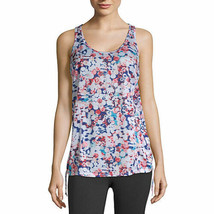 Xersion Women&#39;s Side Rouched Tank Top Size SMALL Jaclyn Floral White NEW - £15.64 GBP