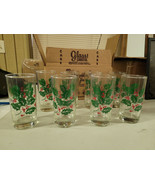 8 Holiday 5.5&quot; Bartlett Collins Glasses Christmas Holly Berry Festive in... - £45.44 GBP