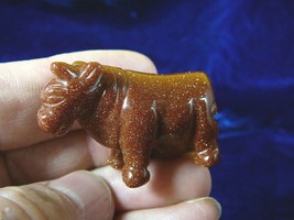 (Y-COW-555) COW cows dairy milk Orange brown Jersey GEM STONE figurine C... - $14.01