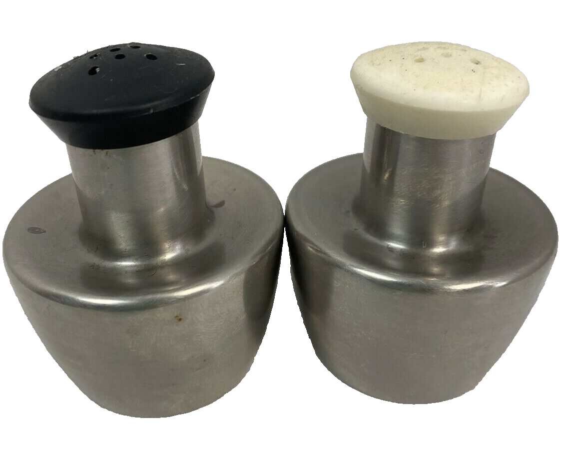Vintage Mid Century Stainless Steel Salt and Pepper Shakers - $7.59