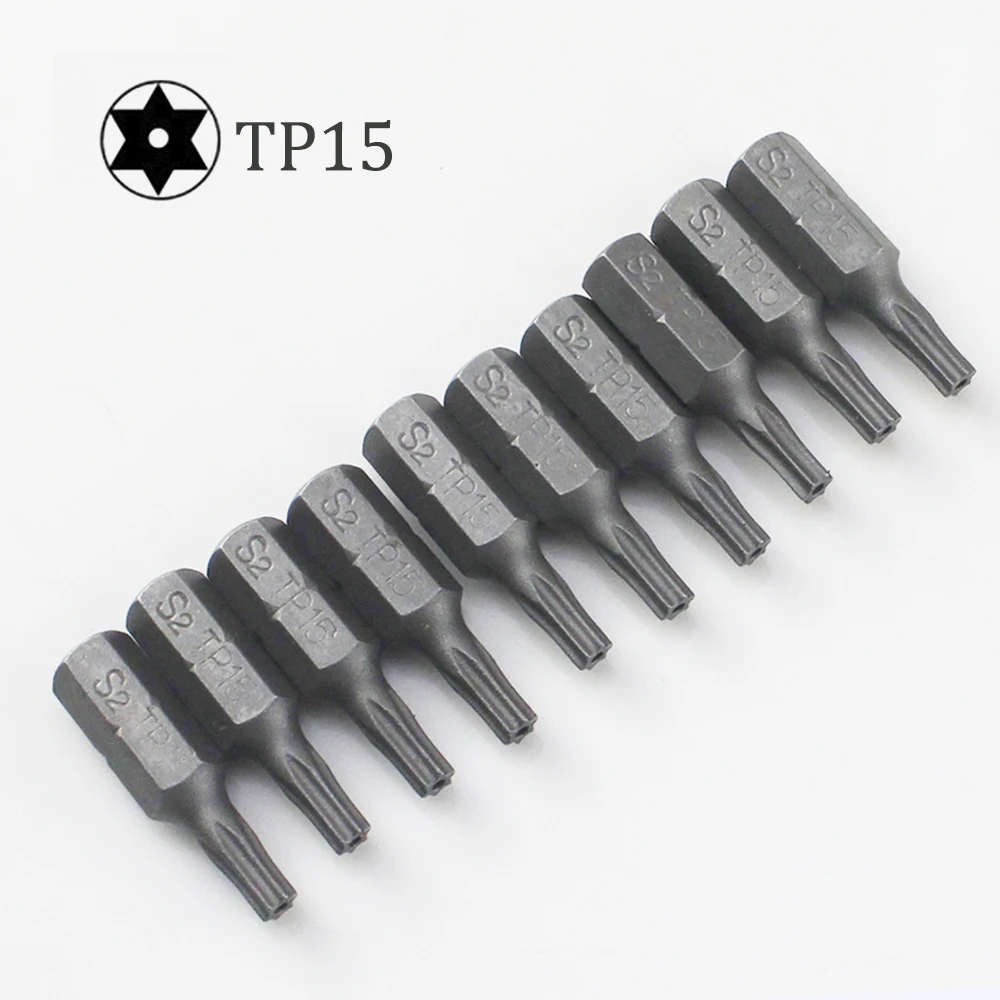 10pcs/lot 25mm Torx Screwdriver Bits With Hole T10 T15 T20 T25 T27 T30 T40 1/4 I - £130.45 GBP