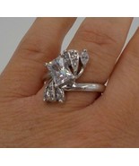 WOMEN SIZE 10 RING SILVER COLOR BAGUETTE CUT STONE WITH CLUSTERS FASHION... - £15.97 GBP