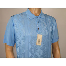 Mens Polo Shirt Slinky Sheer Short Sleeves Soft Touch by Stacy Adams 57007 Blue image 4