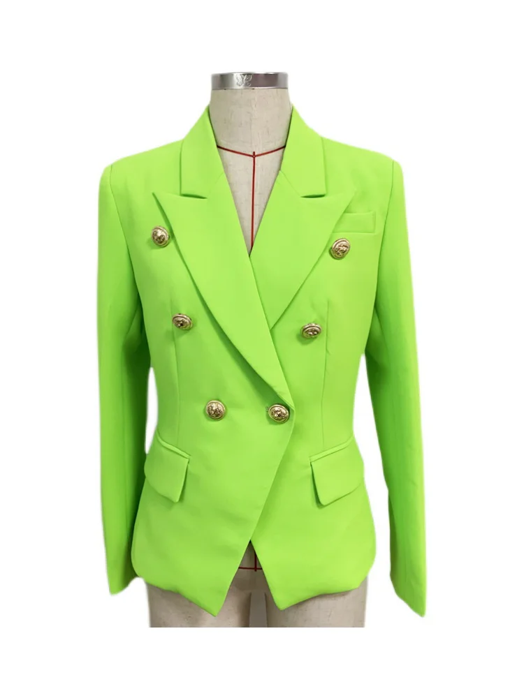      Jacket Women&#39;s Classic Lion Buttons Double Breasted Slim Fitting Blazer Neo - £643.11 GBP