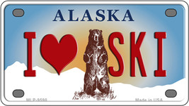 I Love Ski Alaska State Novelty Mini Metal License Plate Tag - £11.72 GBP