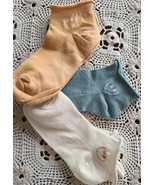 Three (3) Pair ~ Handcrafted ~ Melon ~ Teal ~ Cream ~ Smile Face Roll To... - $14.96