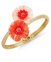 Inc Gold-Tone Beaded Fringe Flower Bypass Hinge Bracelet - £13.44 GBP