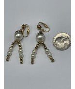 Vintage Pair Drop Dangle Earrings Clip On Fashion Bead - $14.31