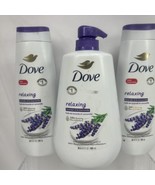 (3)  Dove Relaxing Body Wash Lavender Oil &amp; Chamomile Cleanser 20 oz &amp; 30oz - £19.54 GBP