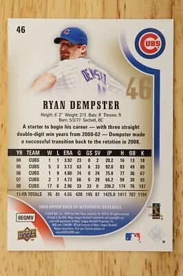 2009 SP Authentic Ryan Dempster Chicago Cubs Baseball Card 14/19 #46 Item image 2