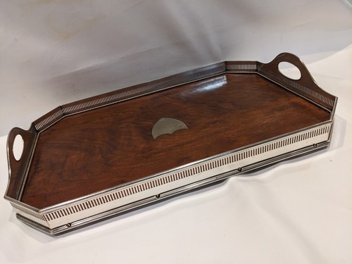 John Grinsell Sons Oak Silver Plate Tray Platter 20 x 14 Inch Sheffield English Item image 6