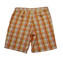 Greg Norman Shorts Mens 34 Orange Plaid Flat Front Golf Collection Casual - $19.68