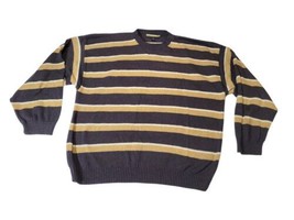 Black Ink Brown Gold Stripe Pullover Sweater Men&#39;s XL - $19.99