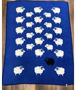 VTG MORA Son De Abrigo Fleece Blanket Sheep Blue Sheep Reversible 55”x70... - £51.97 GBP